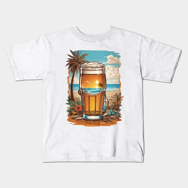 Beer and Beach Lover Shirt and Sticker Kids T-Shirt by adcastaway